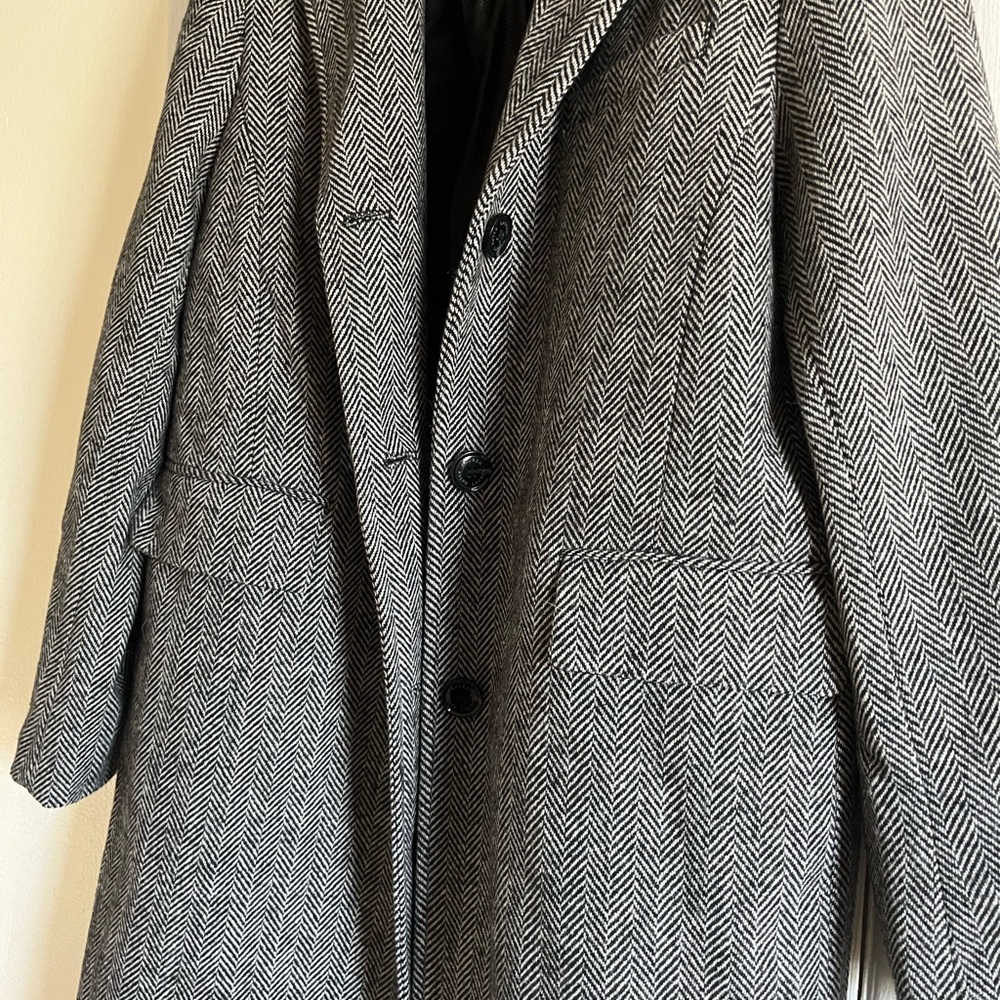 Ralph Lauren Black and White Herringbone Trench Coat - Picture 5 of 6